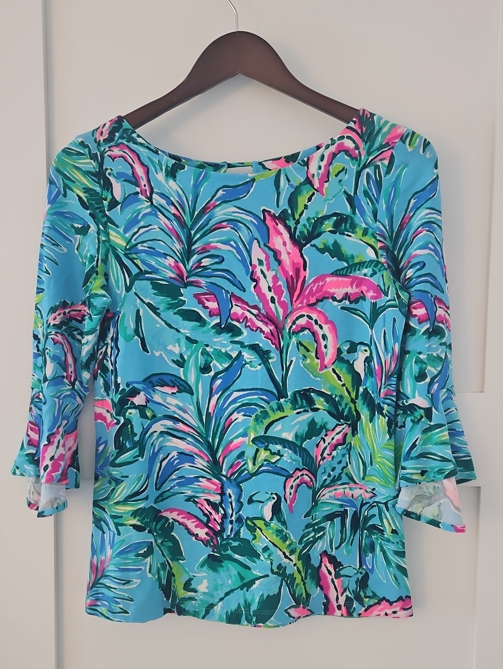 Lilly Pulitzer Bright Pink & Turquoise Floral Top